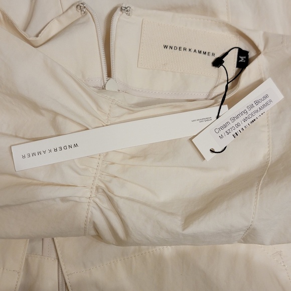 WNDERKAMMER Shirring Slit Blouse Size Medium Cream Korean Designer NWT NEW $270 - Picture 6 of 10